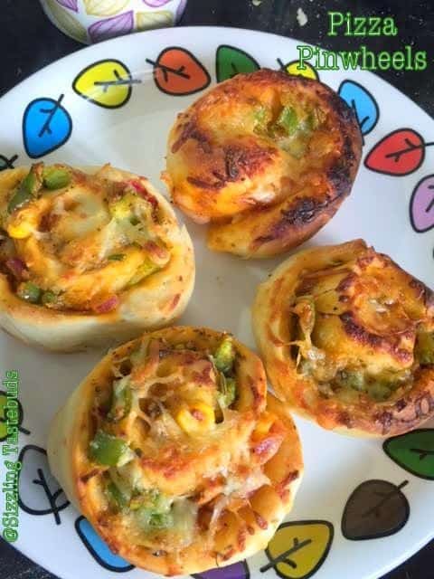 Corn Crusted Pizza Pinwheels | Easy Snack for kids